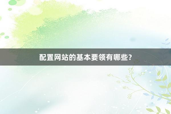 配置网站的基本要领有哪些？