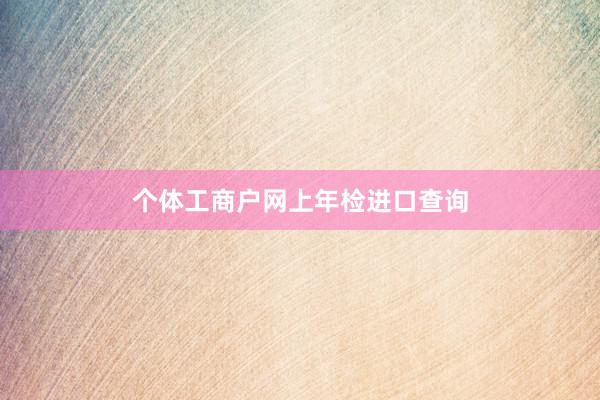 个体工商户网上年检进口查询